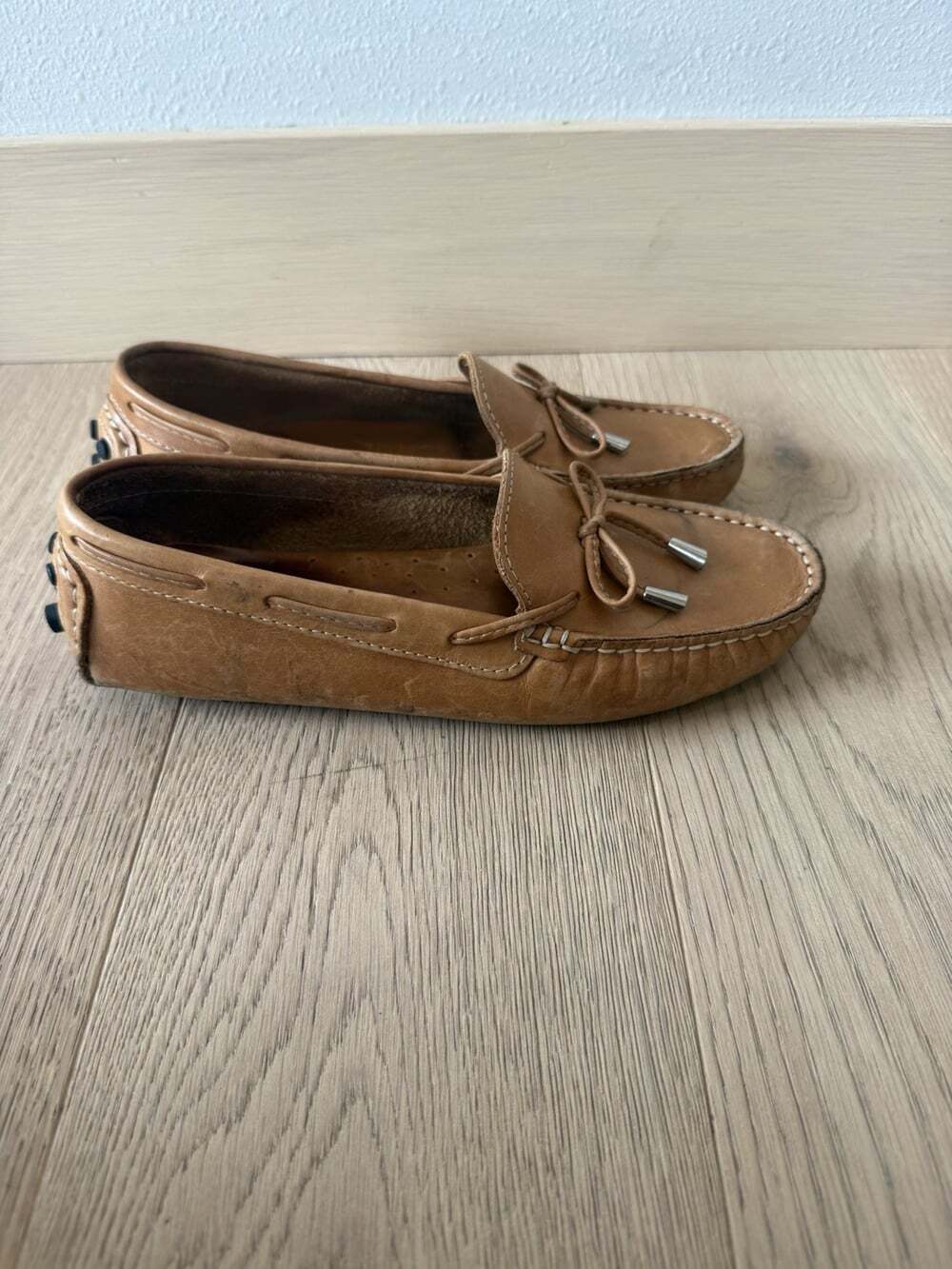 Mercanti Fiorentini Brown Leather String Tie Driving Shoe Loafer Women's 7.5 B